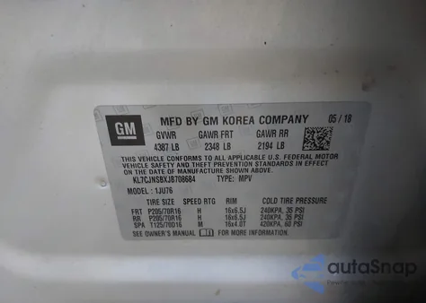 2018 Chevrolet Trax Ls from USA, damaged, VIN KL7CJNSBXJB708684